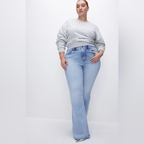 Good American | Good Legs Flare Denim Jeans Light Wash Plus Size 18 - Picture 1 of 12